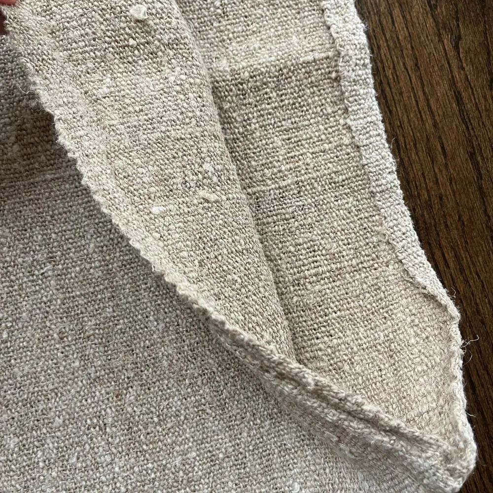 Stunning Red Tan Organic Fabric Hemp Antique French Grainsack Linen